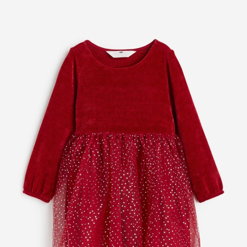 H&M Red Velvet Dress with Glitter Tulle